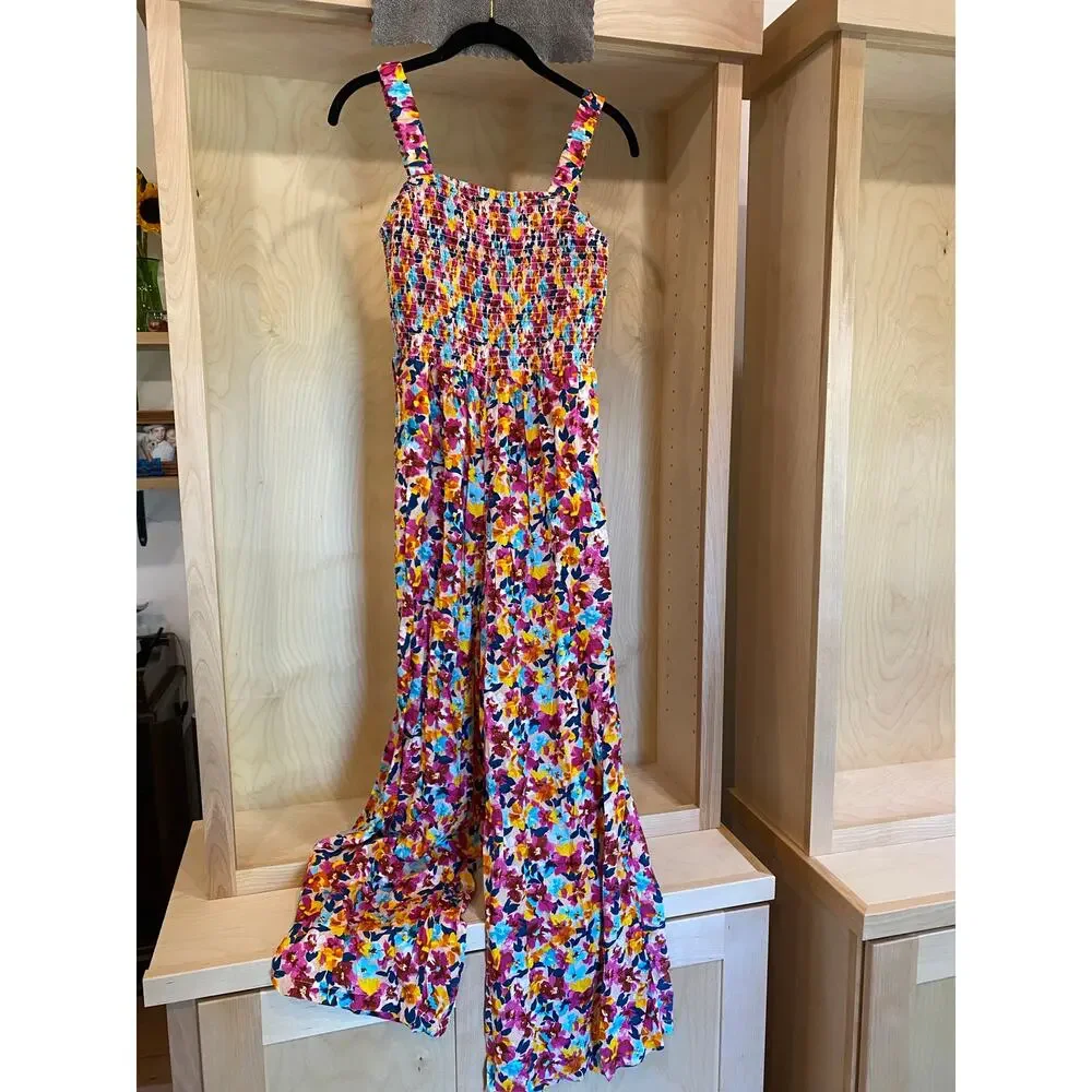 Dokotoo colorful floral wide leg jumpsuit with pockets - Picture 2 of 7